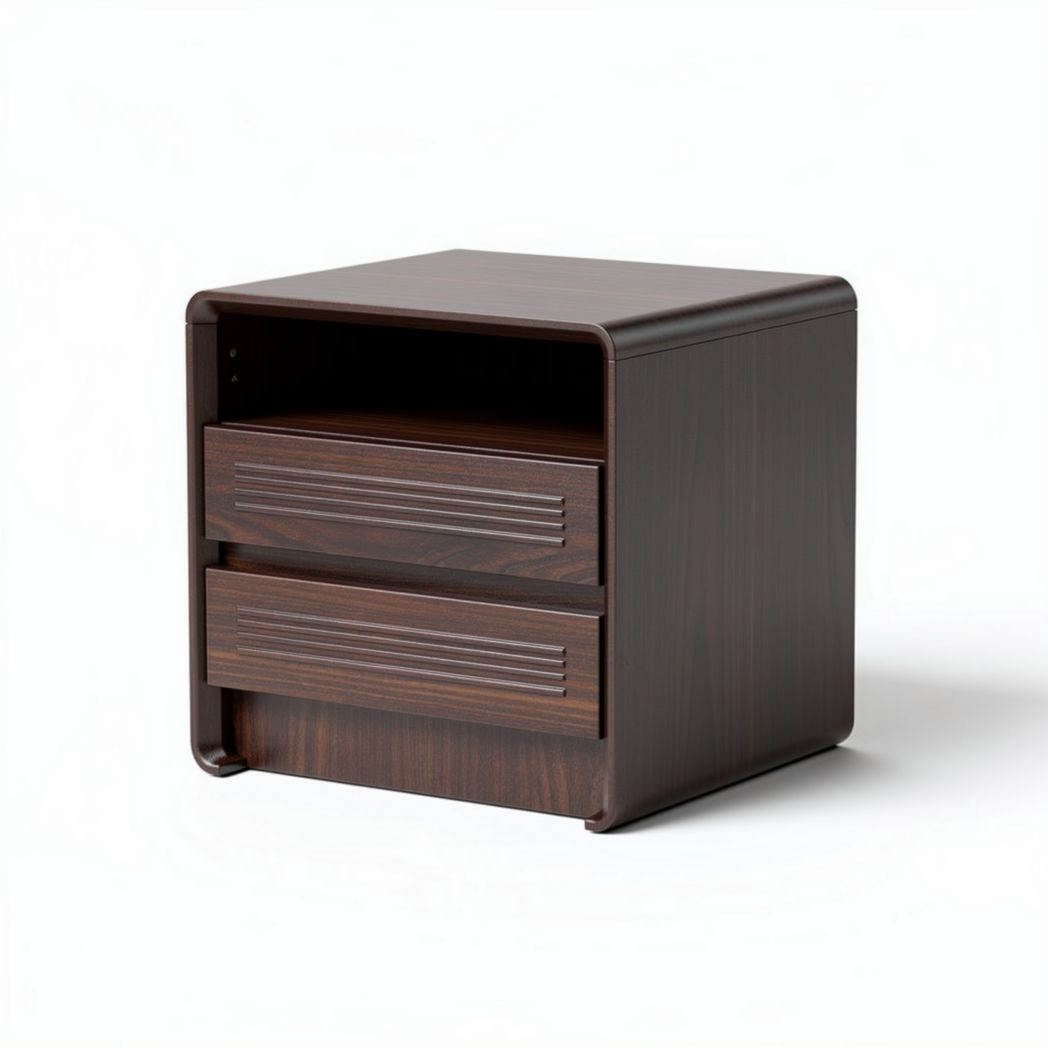 Wooden nightstand with two drawers and open shelf 50 x 40 x 40cm