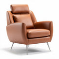 Leather accent chair with adjustable headrest and stainless steel legs 80 x 85 x 100cm