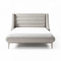 Upholstered bed frame with modern design in light gray fabric 190 x 160 x 100cm
