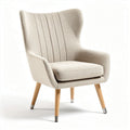 Fabric lounge chair with wooden legs in cream color 75 x 80 x 90cm