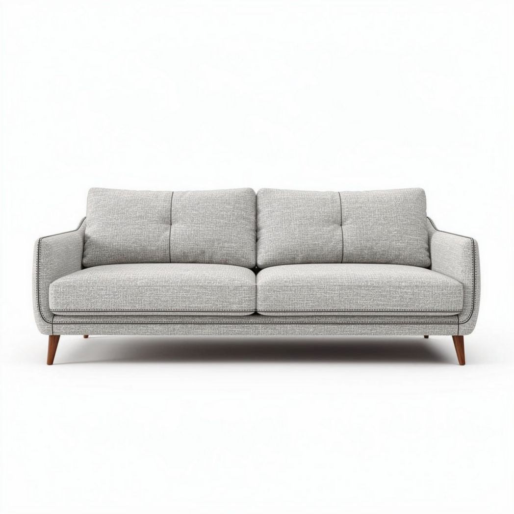 Modern fabric sofa in light gray 200 x 90 x 85cm for living room use