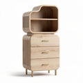 Wooden storage cabinet with shelves and three drawers 80 x 40 x 120cm