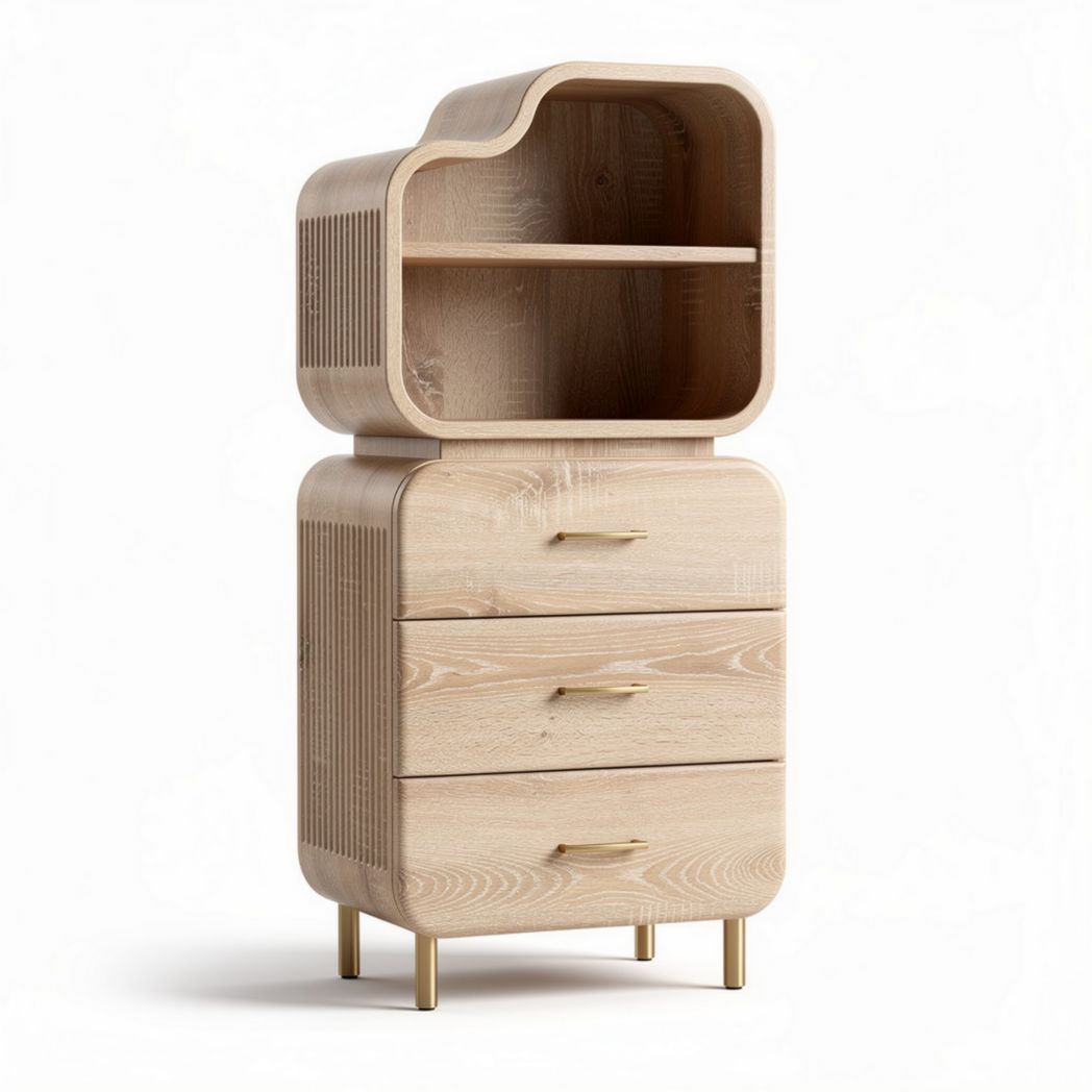 Wooden storage cabinet with shelves and three drawers 80 x 40 x 120cm