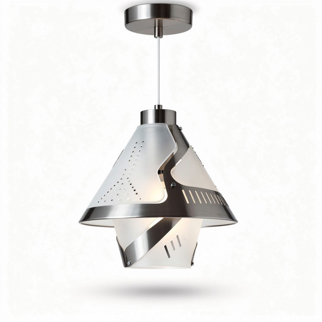 Metal pendant light with frosted glass shade for dining room 25 x 25 x 30cm