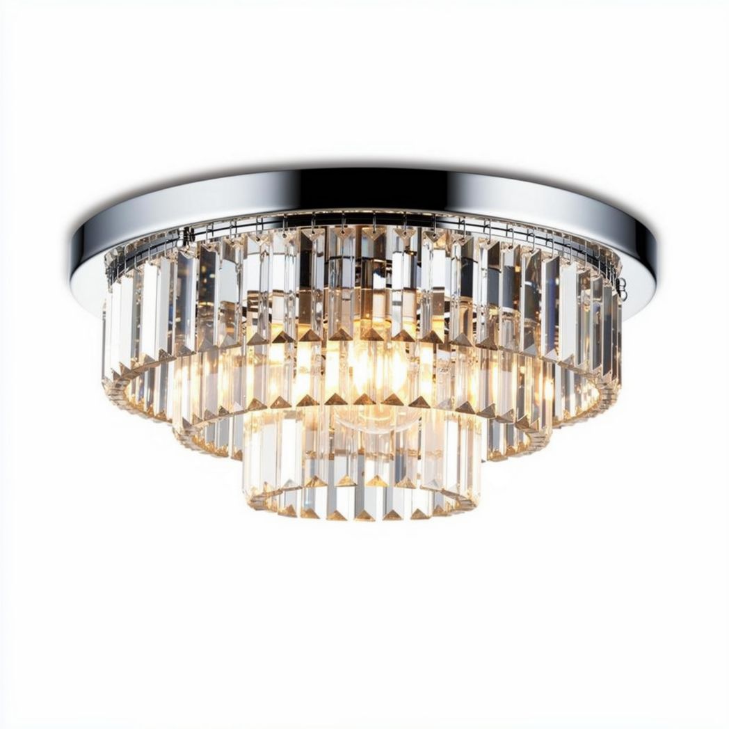 Crystal ceiling light fixture 30 x 30 x 15cm chrome finish for indoor use