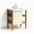 Wooden bathroom vanity with sink and storage shelves 60 x 40 x 85cm
